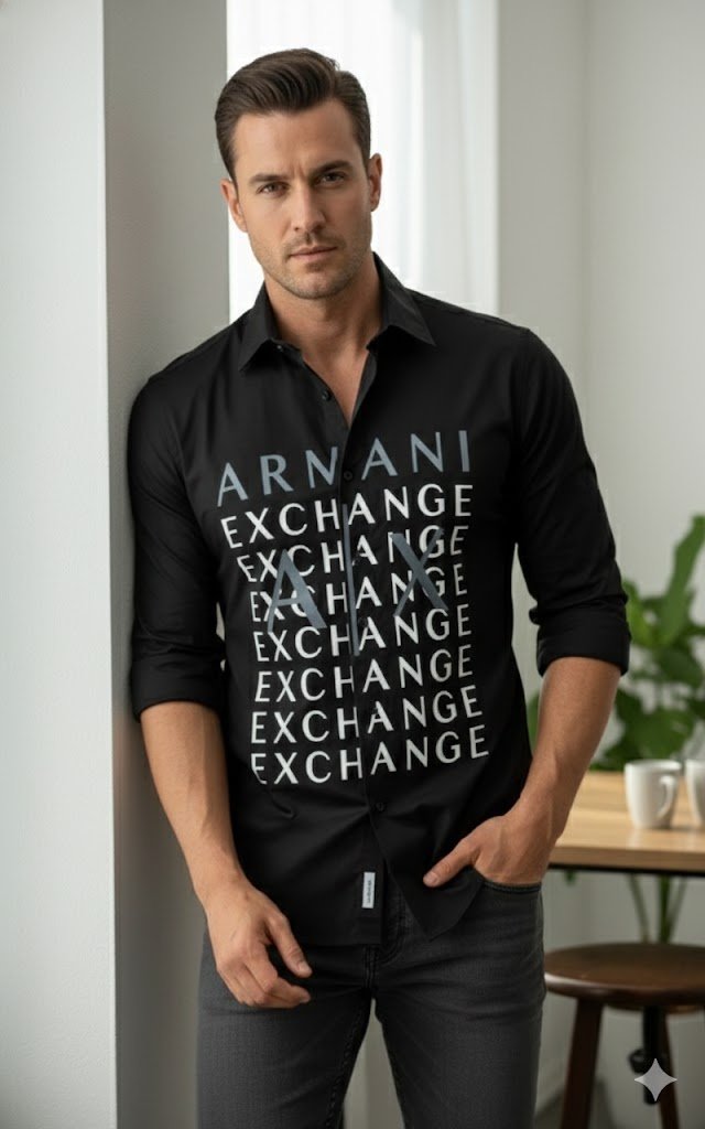 Armani Exchange Branded Shirt Print Slim Fit Premium Shirt for Men - Image 5