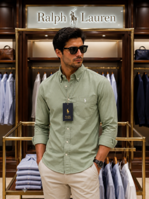 Best Premium Ralph Lauren Oxford Olive Green Slim Fit Cotton Casual Shirt