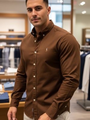Armani Exchange Premium Style Shirt Classic Brown Oxford Shirt