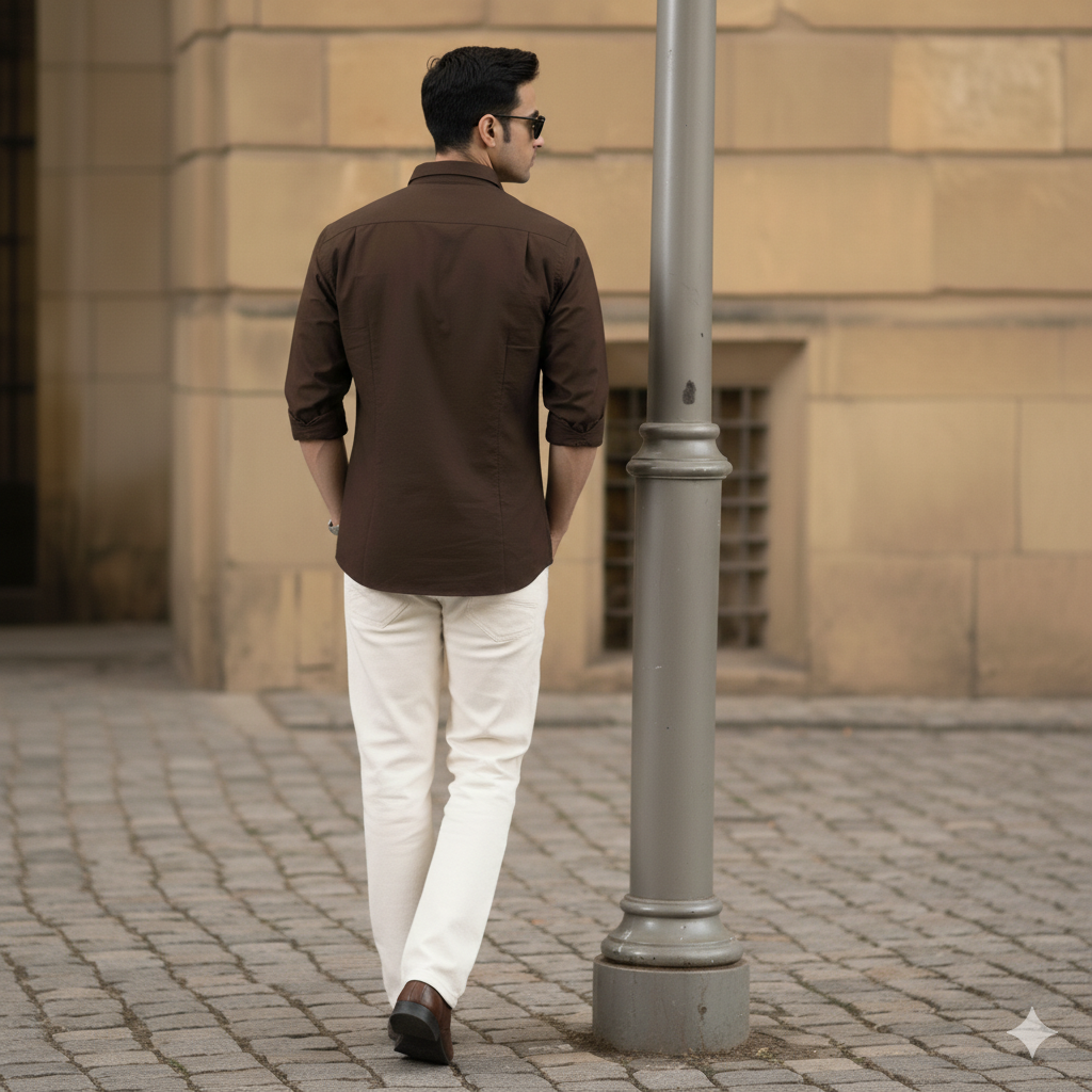 Drezola Best Oxford Premium Solid Brown Casual Shirt with Modern Slim Fit - Image 5