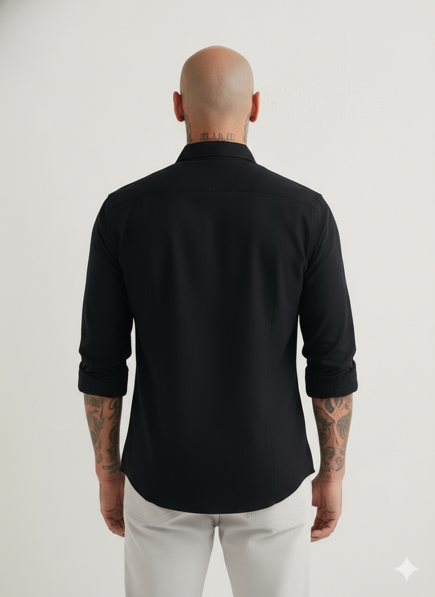 Best Premium Ralph Lauren Oxford Premium Black Cotton Casual Shirt – Solid Black Button-Down Shirt with Regular Fit - Image 7