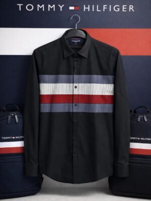 Tommy Hilfiger Men’s Blue Striped Cotton Shirt | Slim Fit | Premium Casual & Formal Wear