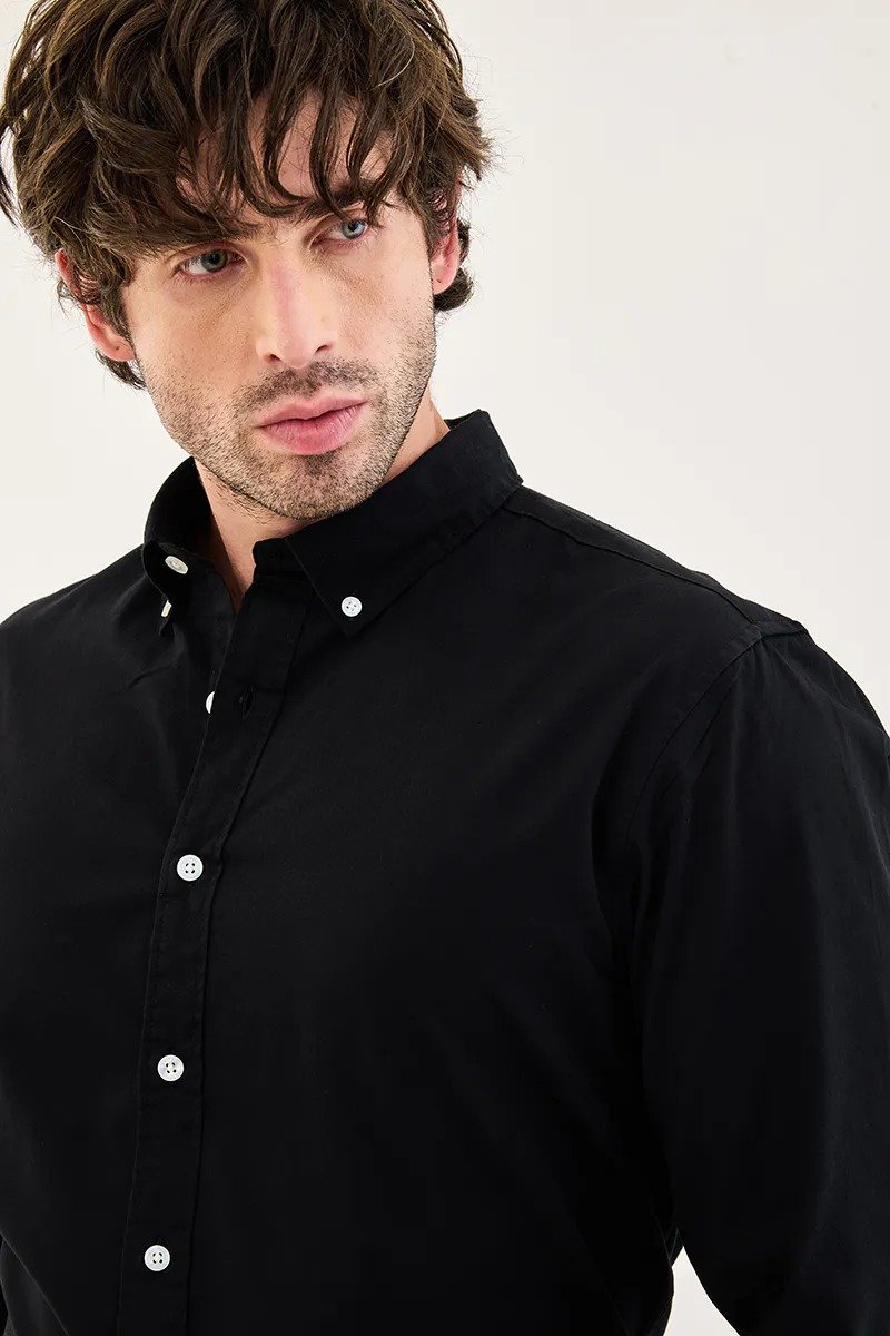 Ralph Lauren Best Oxford Men’s Solid Black Slim-Fit Button-Down Shirt