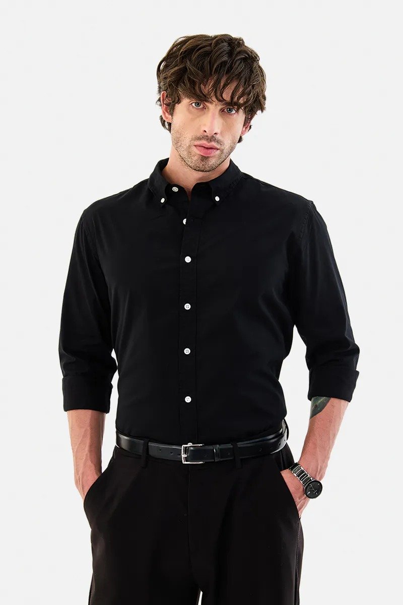 Ralph Lauren Best Oxford Men’s Solid Black Slim-Fit Button-Down Shirt - Image 2