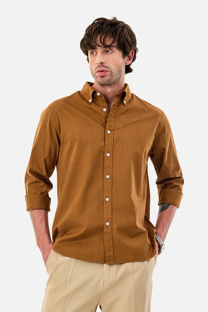 Ralph LaurenOriginal Ralph Lauren Solid Brown Shirt | Cotton Casual Shirt - Image 2