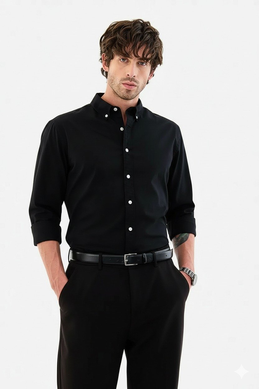 Ralph Lauren Best Oxford Men’s Solid Black Slim-Fit Button-Down Shirt - Image 5