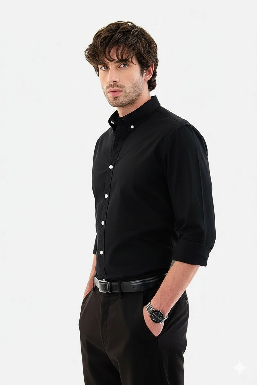 Ralph Lauren Best Oxford Men’s Solid Black Slim-Fit Button-Down Shirt - Image 3