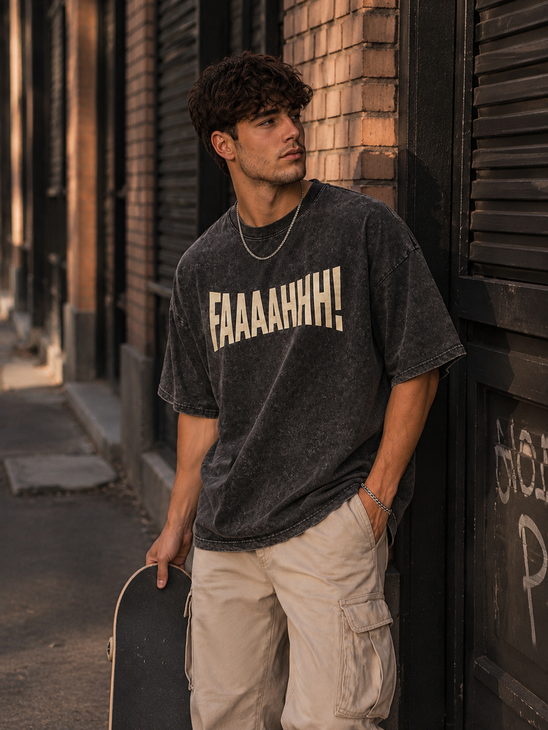 FAAAHHH Oversized Acid Wash Graphic T-Shirt for Men - Image 2